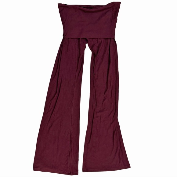 SKIMS Foldover Lounge Pants Women’s XS Burgundy Bordeaux Wide Leg - Picture 1 of 3